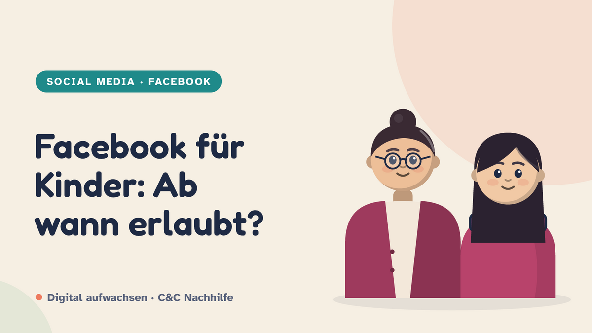 Titelbild: Facebook für Kinder, ab wie viel Jahren ist es erlaubt? Mutter und Tochter im Kurs-Look