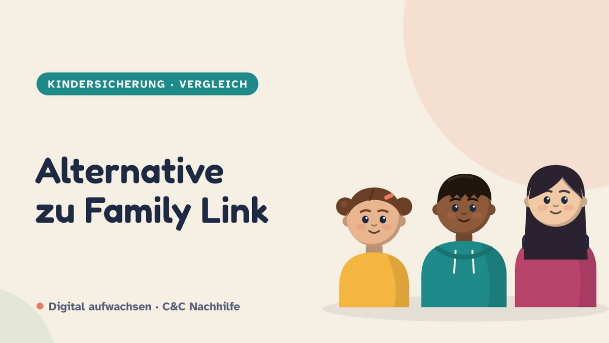 Titelbild: Alternative zu Family Link, drei Kinder im Kurs-Look