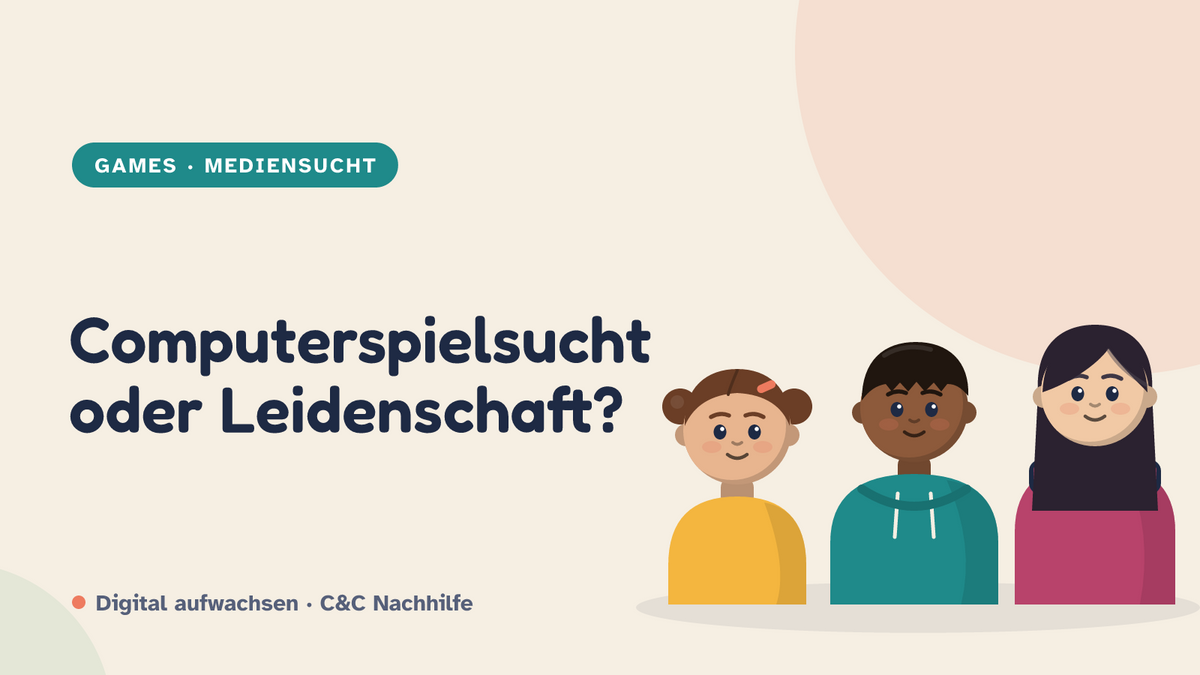 Titelbild: Computerspielsucht oder Leidenschaft? Drei Kinder im Kurs-Look