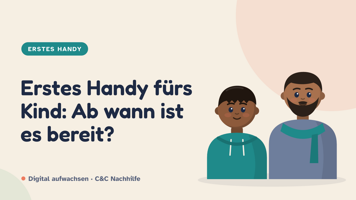 Titelbild: Erstes Handy fürs Kind, Vater und Kind im Kurs-Look