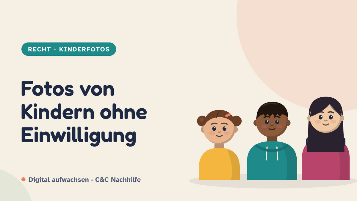 Titelbild: Fotos von Kindern ohne Einwilligung. Drei Kinder im Kurs-Look