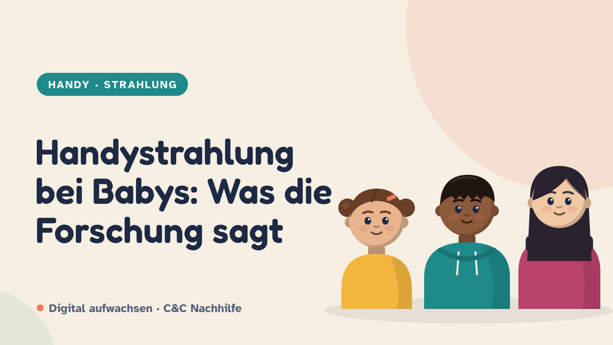 Titelbild: Handystrahlung bei Babys, was die Forschung sagt. Drei Kinder im Kurs-Look