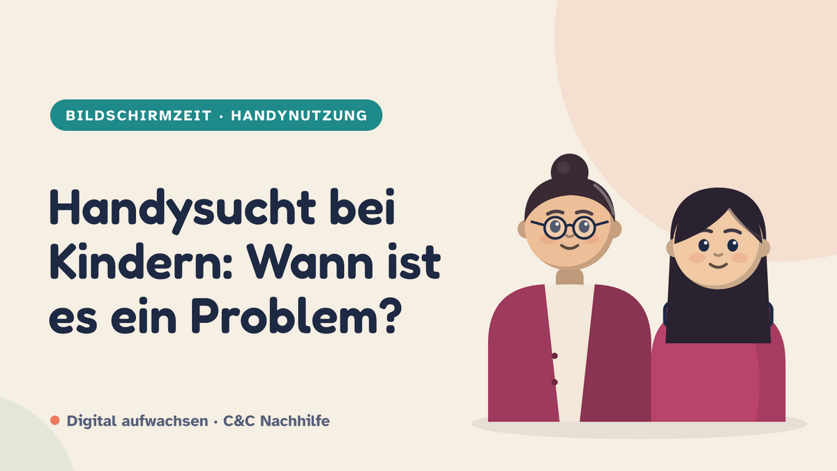 Titelbild: Handysucht bei Kindern, Mutter und Tochter im Kurs-Look