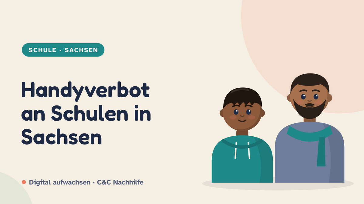 Titelbild: Handyverbot an Schulen in Sachsen, was für dein Kind gilt. Vater und Sohn im Kurs-Look
