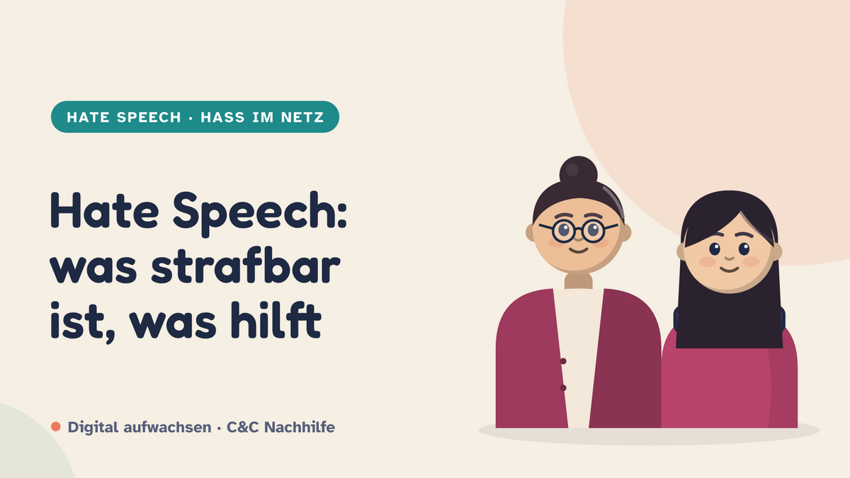Titelbild: Hate Speech erklärt. Mutter und Tochter im Kurs-Look