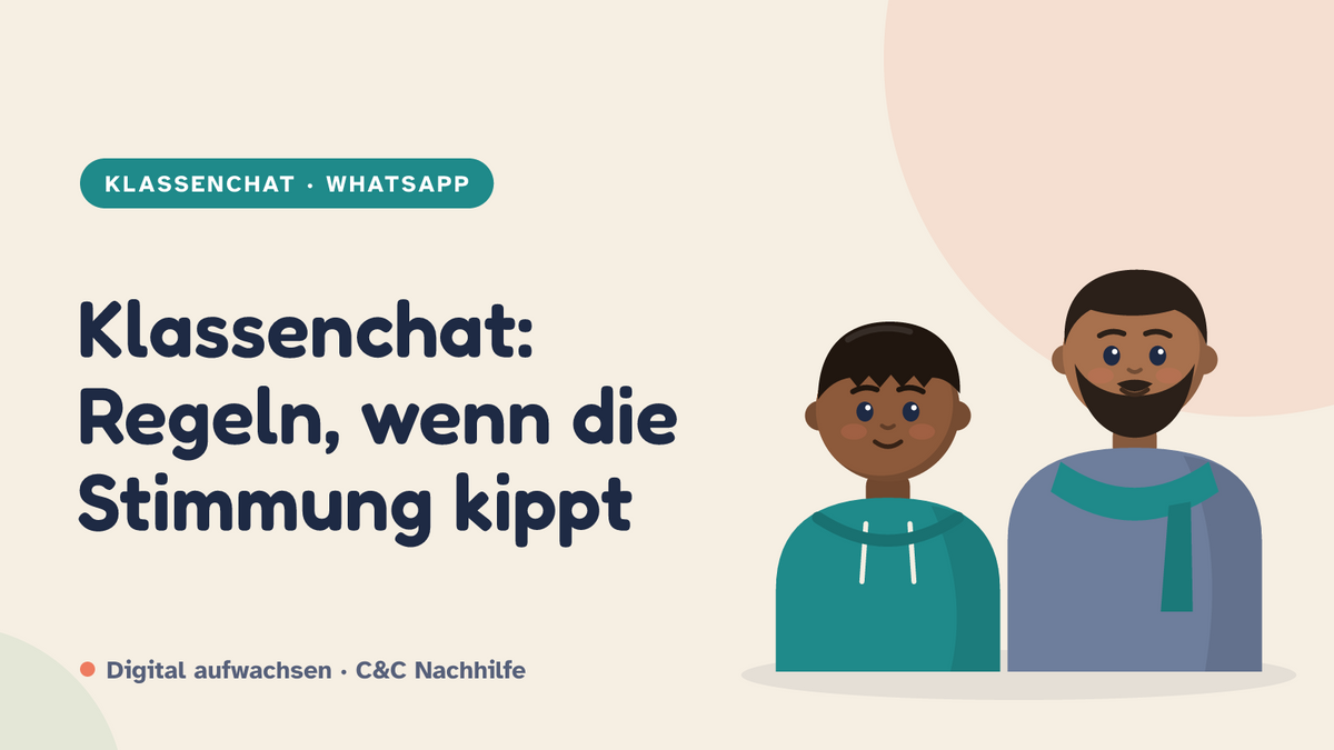 Titelbild: Klassenchat und Regeln für Eltern mit einem Kind im Kurs-Look