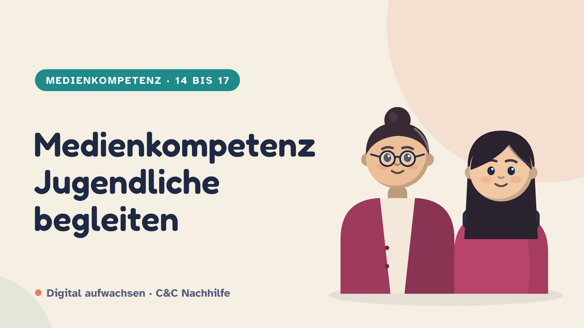 Titelbild: Medienkompetenz Jugendliche, Begleiten statt kontrollieren. Jugendliche und Mutter im Kurs-Look