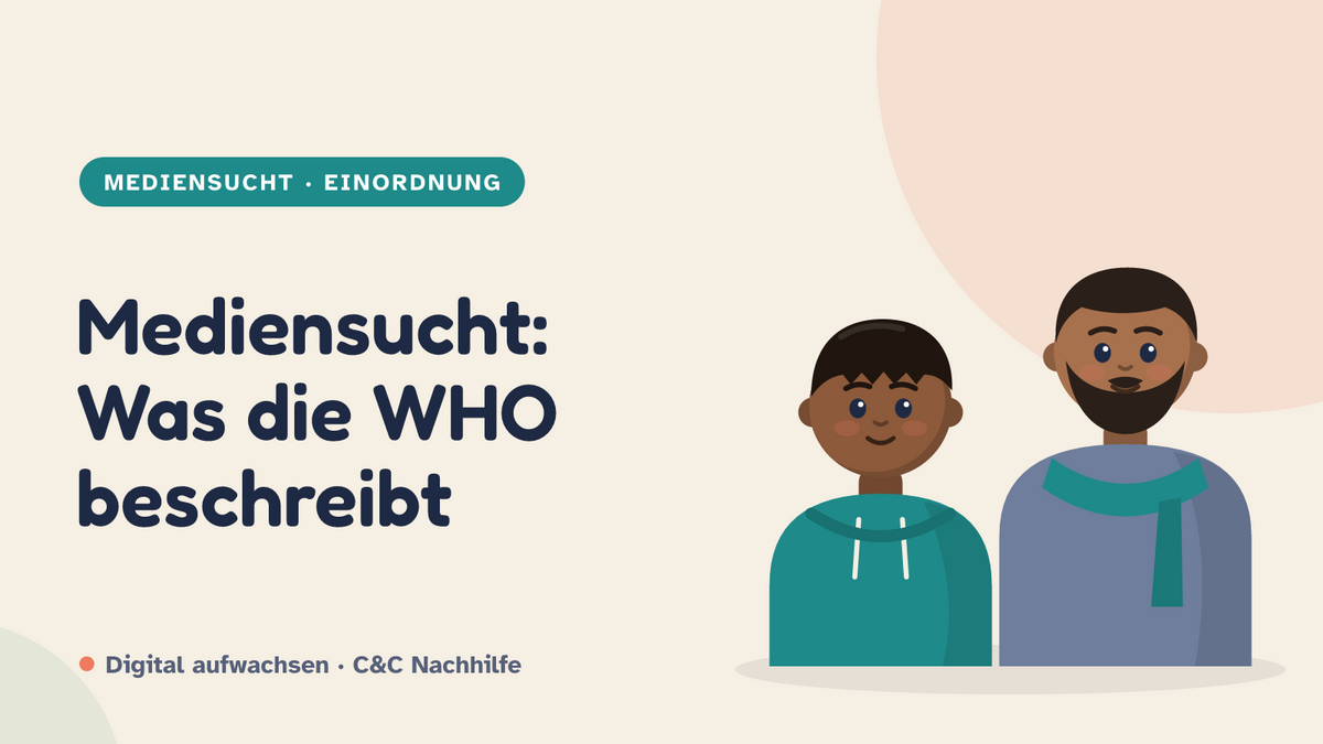 Titelbild: Mediensucht ICD-10 oder ICD-11, was die WHO beschreibt. Vater und Kind im Kurs-Look
