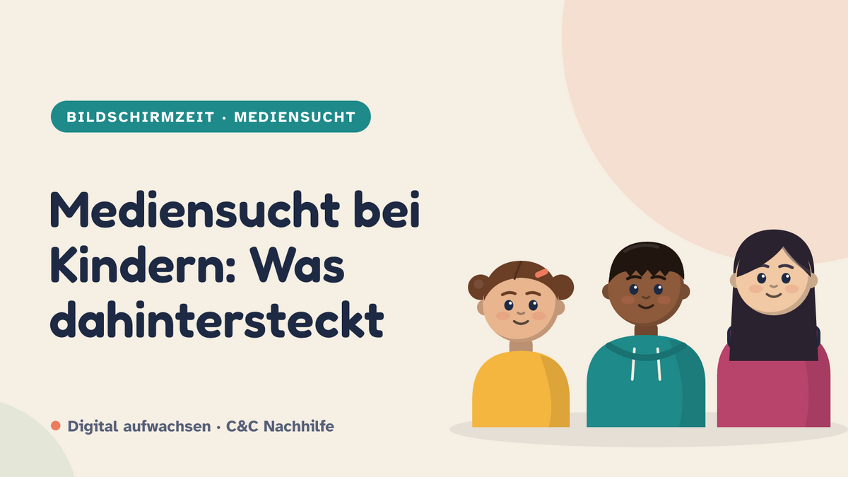 Titelbild: Mediensucht bei Kindern, Kinder aller Altersstufen im Kurs-Look