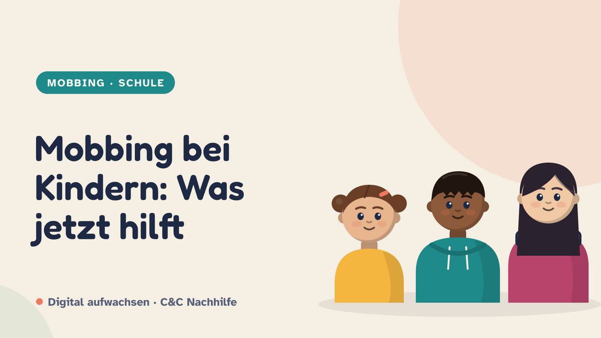 Titelbild: Mobbing bei Kindern, was jetzt hilft. Drei Kinder im Kurs-Look