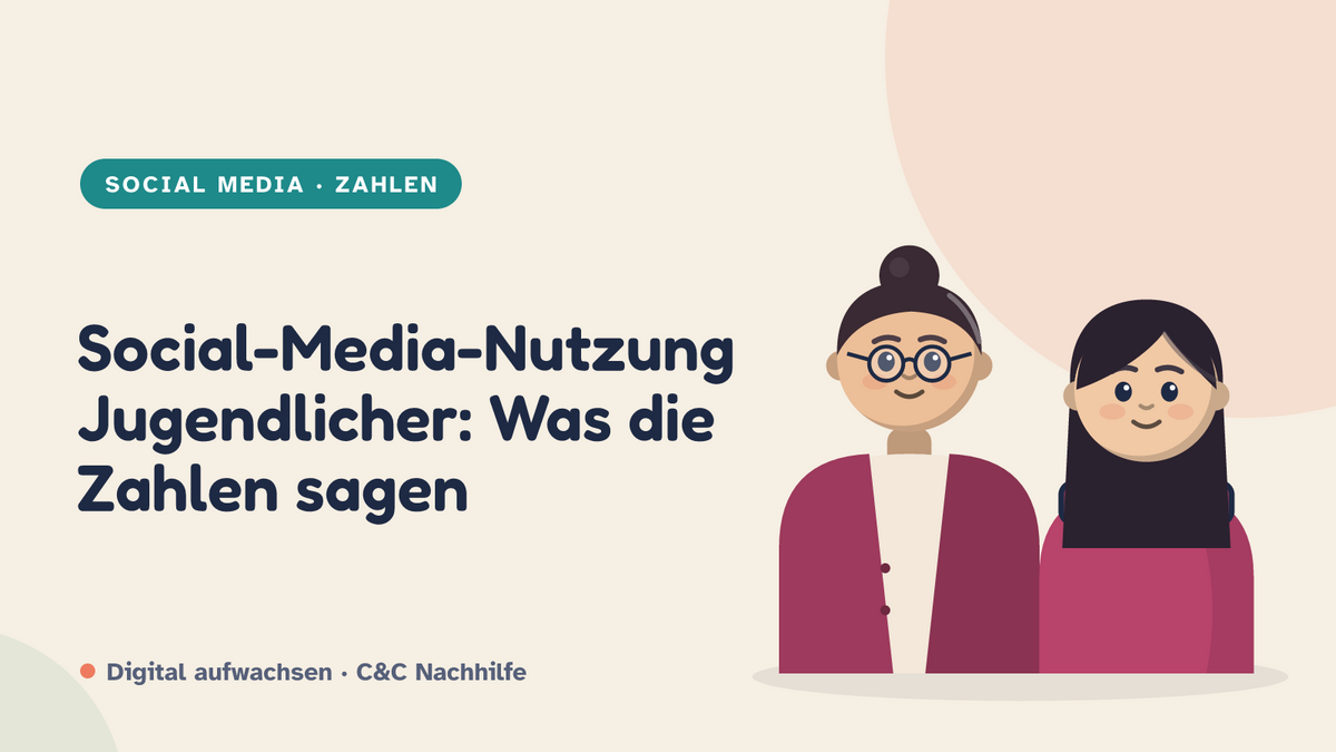 Titelbild: Social-Media-Nutzung Jugendlicher, Mutter und Tochter im Kurs-Look