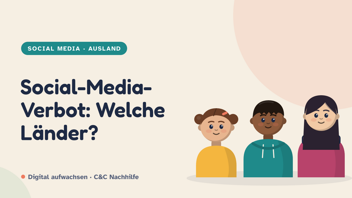 Titelbild: Social-Media-Verbot, welche Länder planen es, welche haben es? Drei Kinder im Kurs-Look