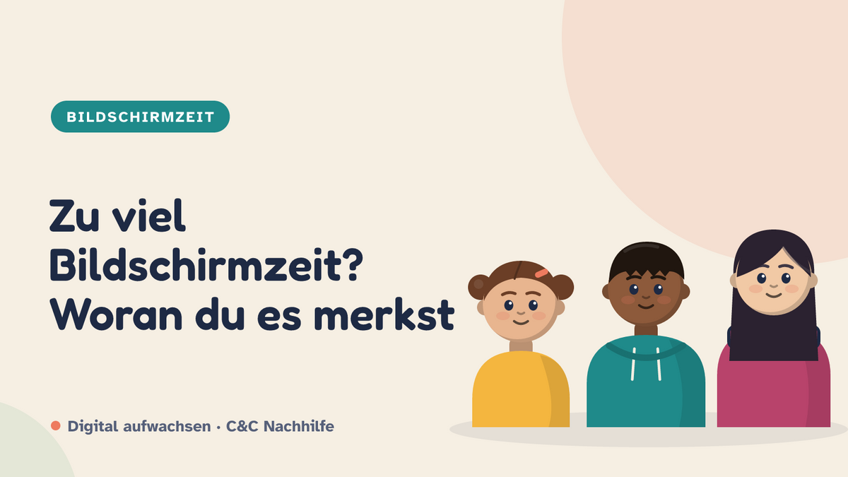 Titelbild: Zu viel Bildschirmzeit? Drei Kinder im Kurs-Look