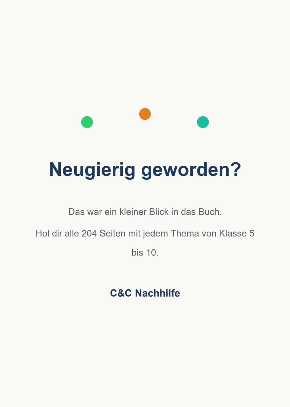Abschlussseite der Leseprobe: das ganze Buch Mathe meistern: Alle wichtigen Themen für die 5. - 10. Klasse gibt es im Shop