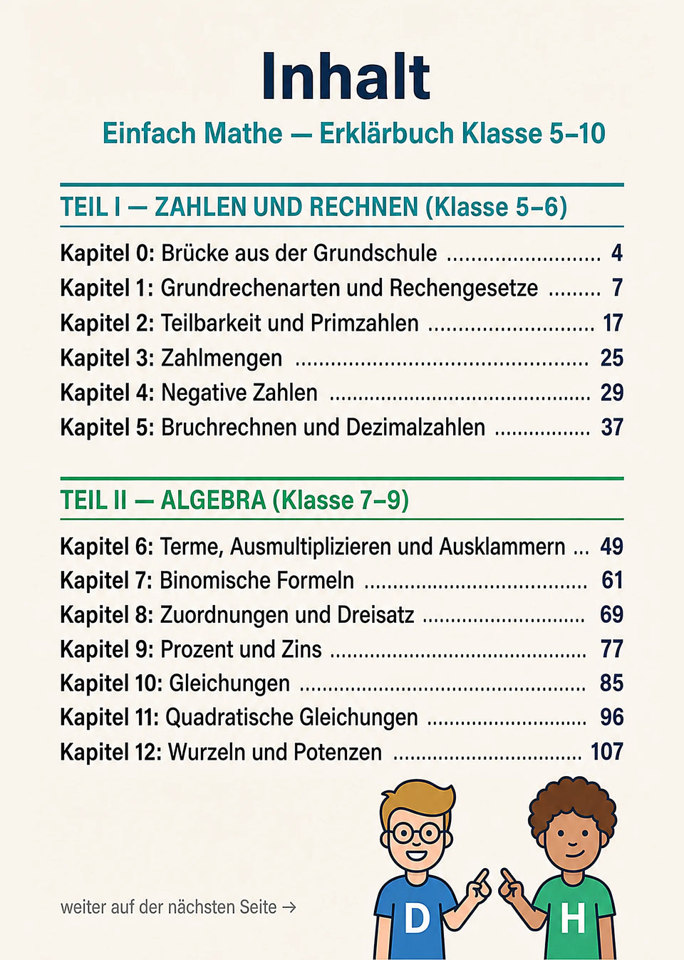 Inhaltsverzeichnis Mathe meistern: Alle wichtigen Themen für die 5. - 10. Klasse
