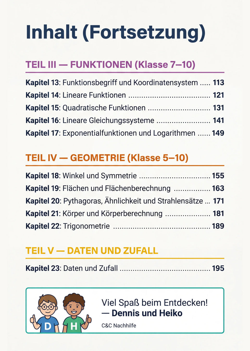 Inhaltsverzeichnis Mathe meistern: Alle wichtigen Themen für die 5. - 10. Klasse