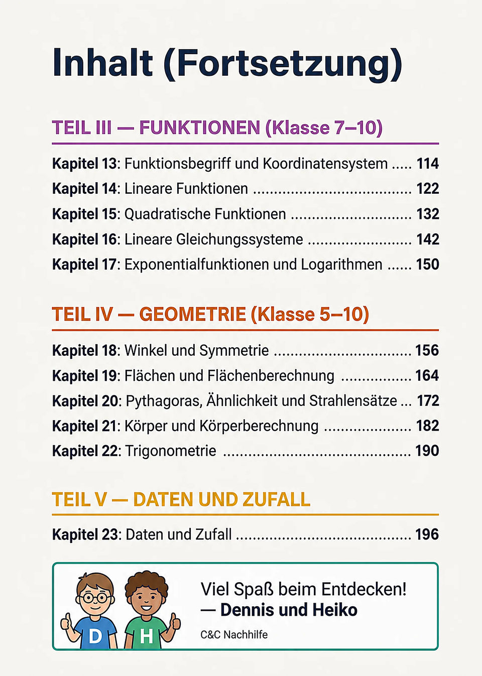 Inhaltsverzeichnis Mathe meistern: Alle wichtigen Themen für die 5. - 10. Klasse