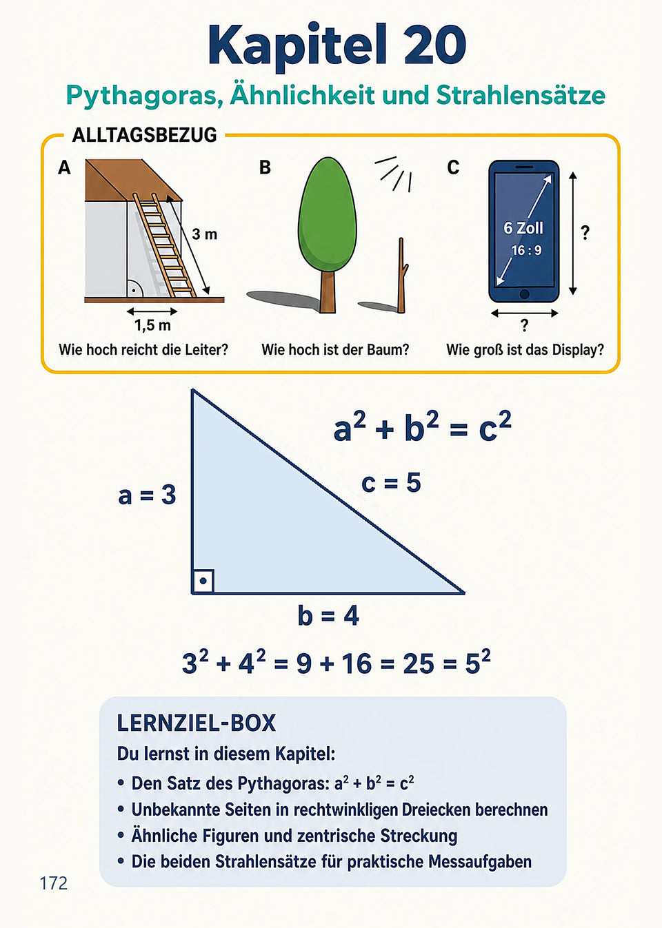 Leseprobe Mathe meistern: Alle wichtigen Themen für die 5. - 10. Klasse, Seite 172: Kapitel 20: Pythagoras, Ähnlichkeit und Strahlensätze