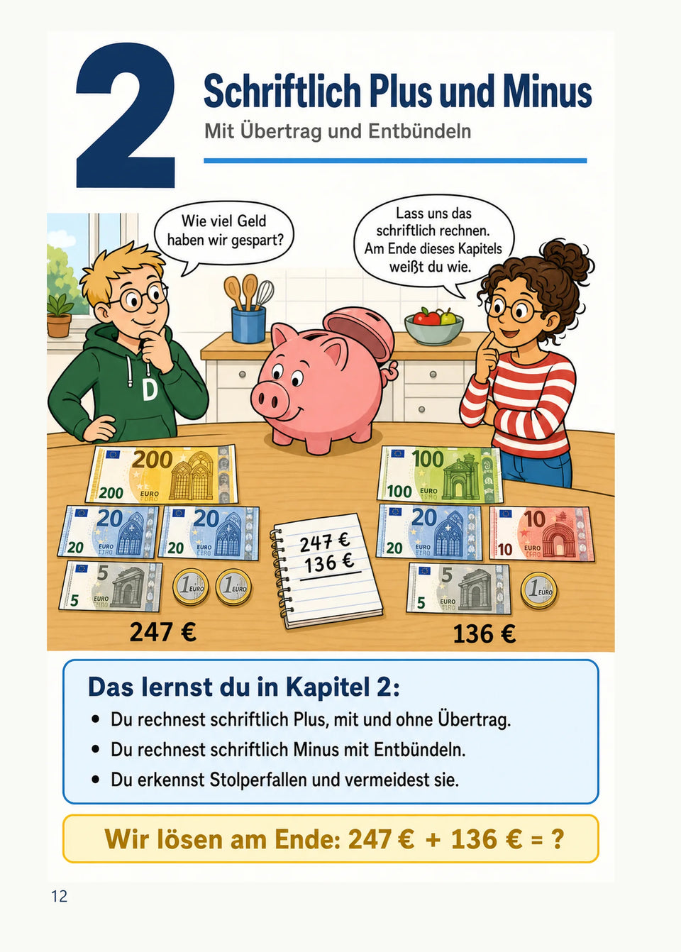 Leseprobe Mein Mathe-Erklärbuch für die Klasse 3 und 4, Seite 12: Kapitel 2: Schriftlich Plus und Minus