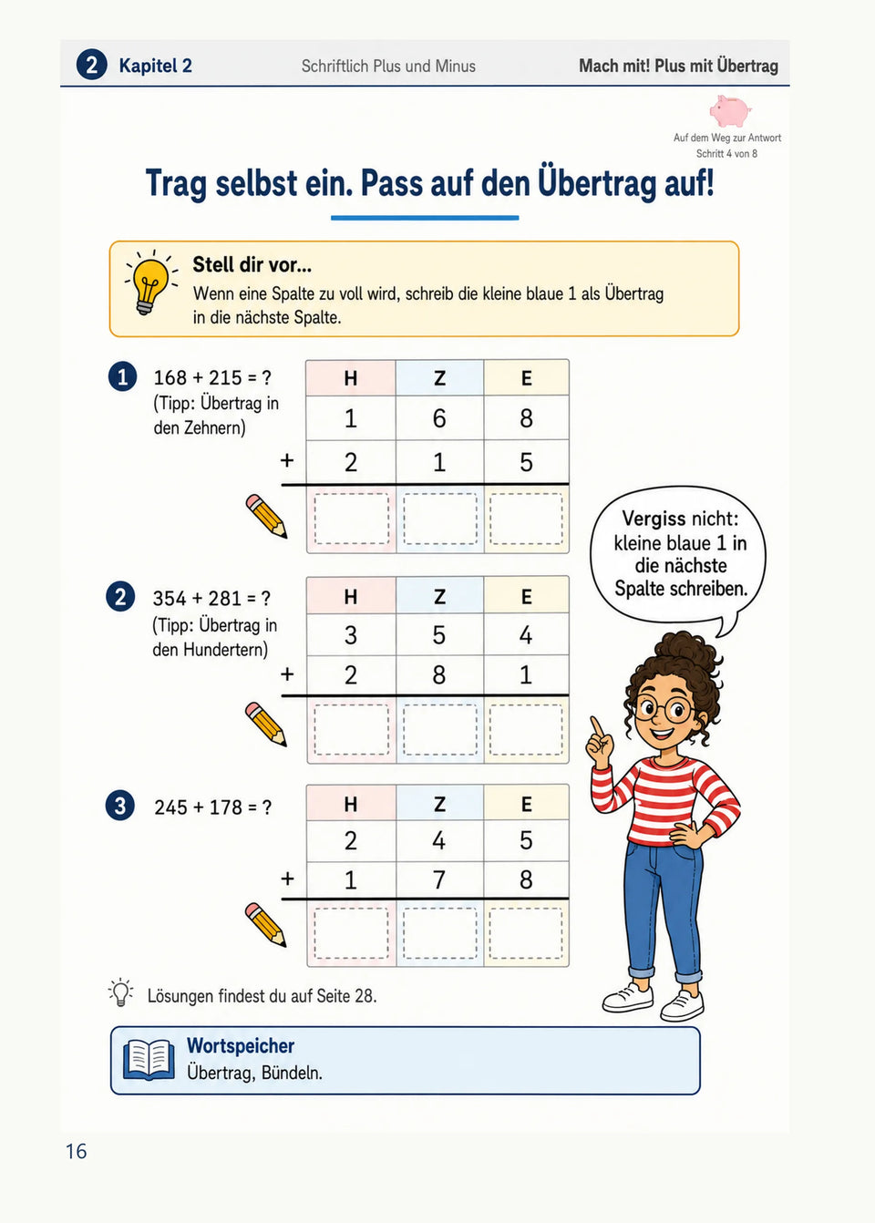 Leseprobe Mein Mathe-Erklärbuch für die Klasse 3 und 4, Seite 16: Kapitel 2: Schriftlich Plus und Minus