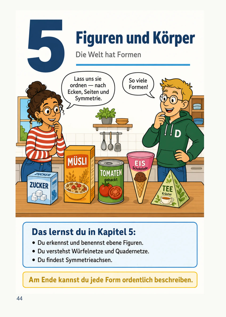 Leseprobe Mein Mathe-Erklärbuch für die Klasse 3 und 4, Seite 44: Kapitel 5: Geometrie: Figuren und Körper