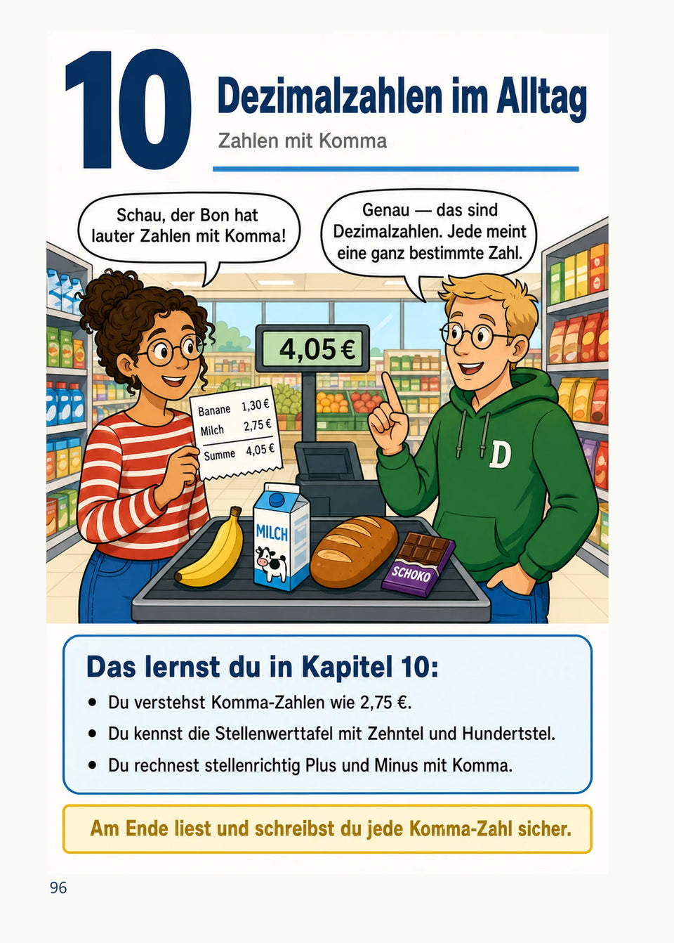 Leseprobe Mein Mathe-Erklärbuch für die Klasse 3 und 4, Seite 96: Kapitel 10: Dezimalzahlen im Alltag