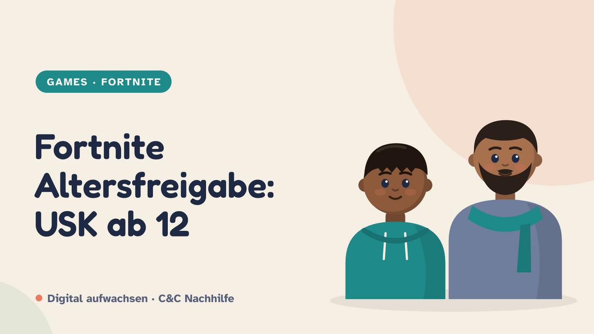 Titelbild: Fortnite Altersfreigabe, Vater und Kind im Kurs-Look