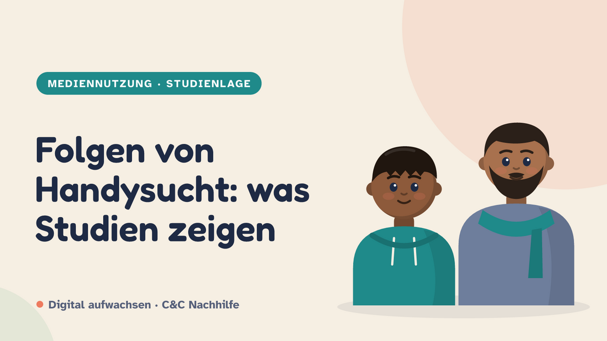Titelbild: Folgen von Handysucht, was Studien zeigen und was offen bleibt, Jugendliche mit Elternteil im Kurs-Look
