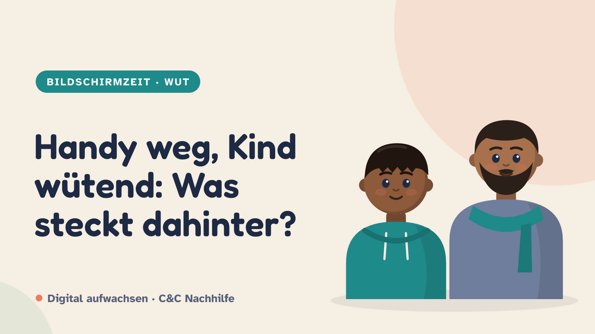 Titelbild: Handysucht und Aggression, was hinter der Wut steckt. Kind und Vater im Kurs-Look