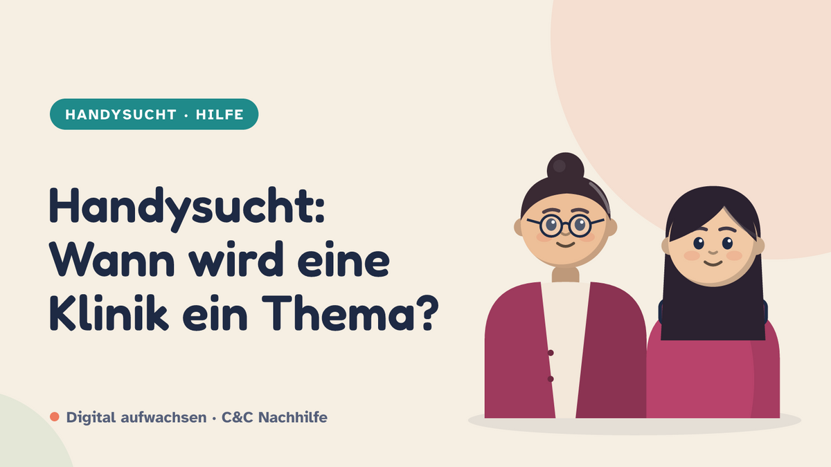Titelbild: Handysucht und Klinik, wann stationäre Behandlung ein Thema wird. Mutter und Tochter im Kurs-Look
