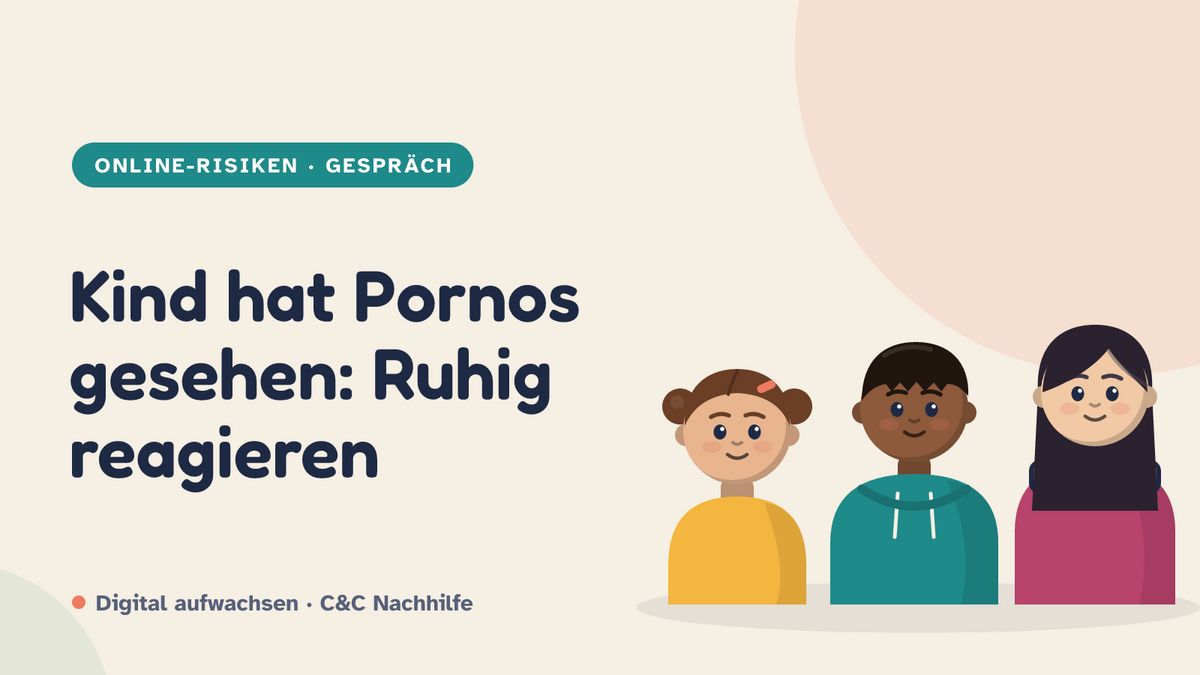 Titelbild: Kind hat Pornos gesehen, ruhig reagieren und richtig sprechen. Drei Kinder im Kurs-Look