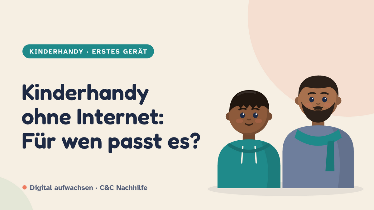 Titelbild: Kinderhandy ohne Internet, für wen es passt. Vater und Sohn im Kurs-Look