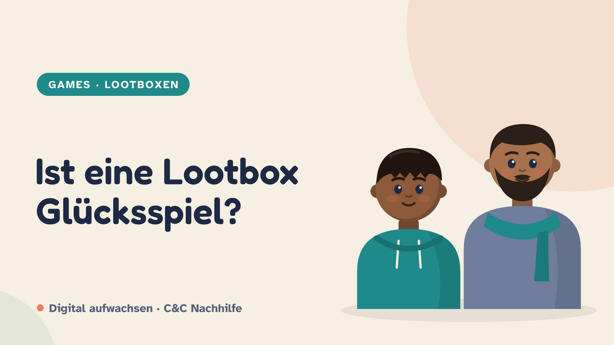 Titelbild: Ist eine Lootbox Glücksspiel? Vater und Kind im Kurs-Look
