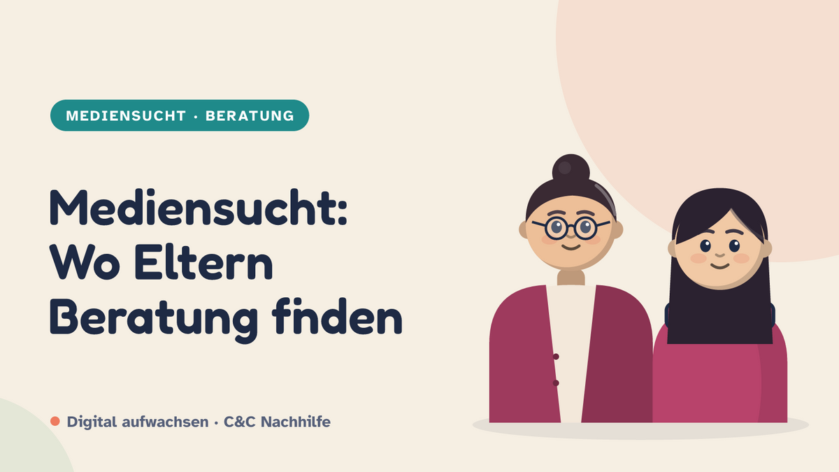 Titelbild: Mediensucht Beratungsstellen, wo Eltern Hilfe finden. Mutter und Tochter im Kurs-Look