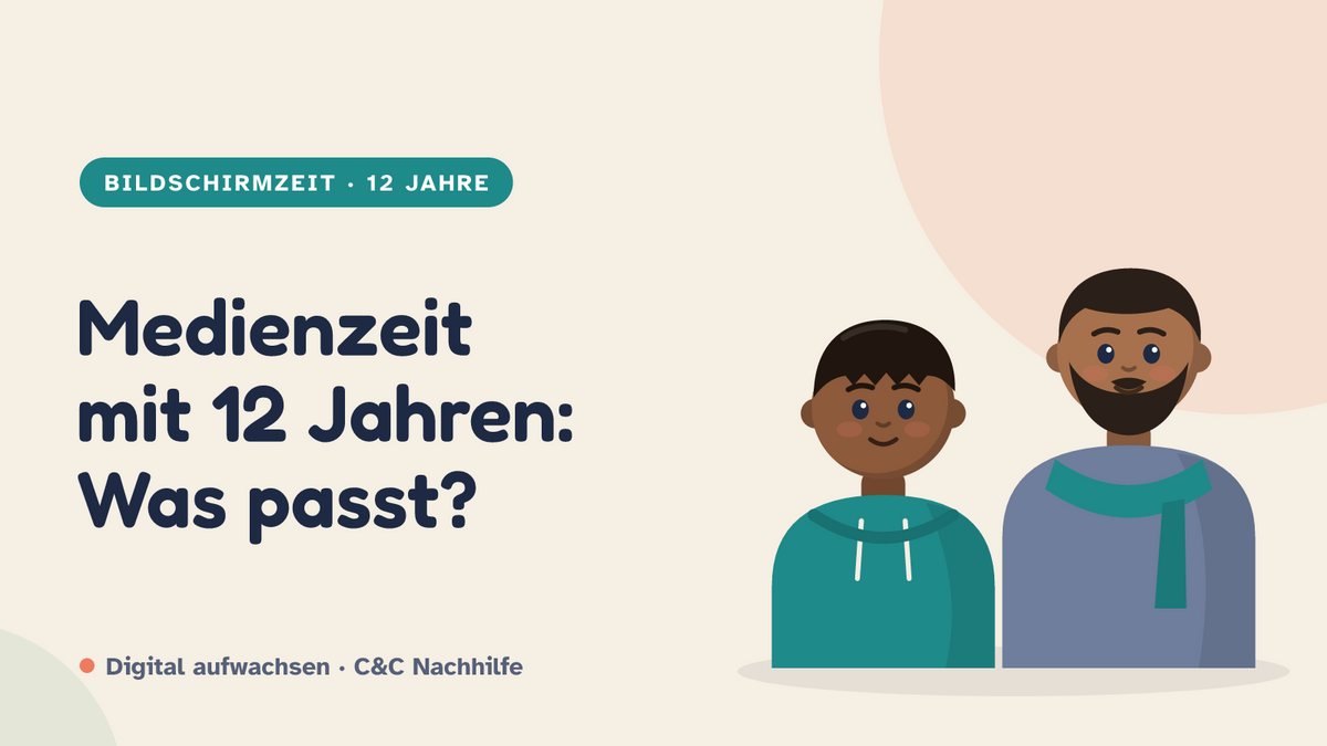 Titelbild: Medienzeit mit 12 Jahren, Vater und Sohn im Kurs-Look