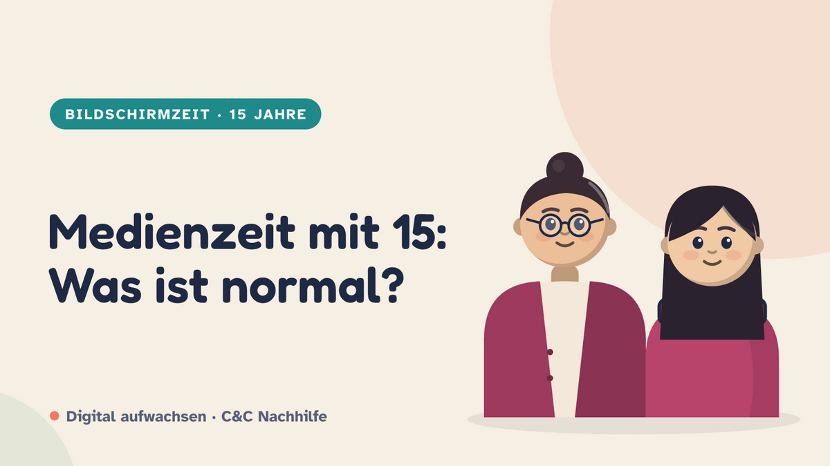 Titelbild: Medienzeit mit 15 Jahren, was normal ist und wann du ansprichst, Mutter und Tochter im Kurs-Look