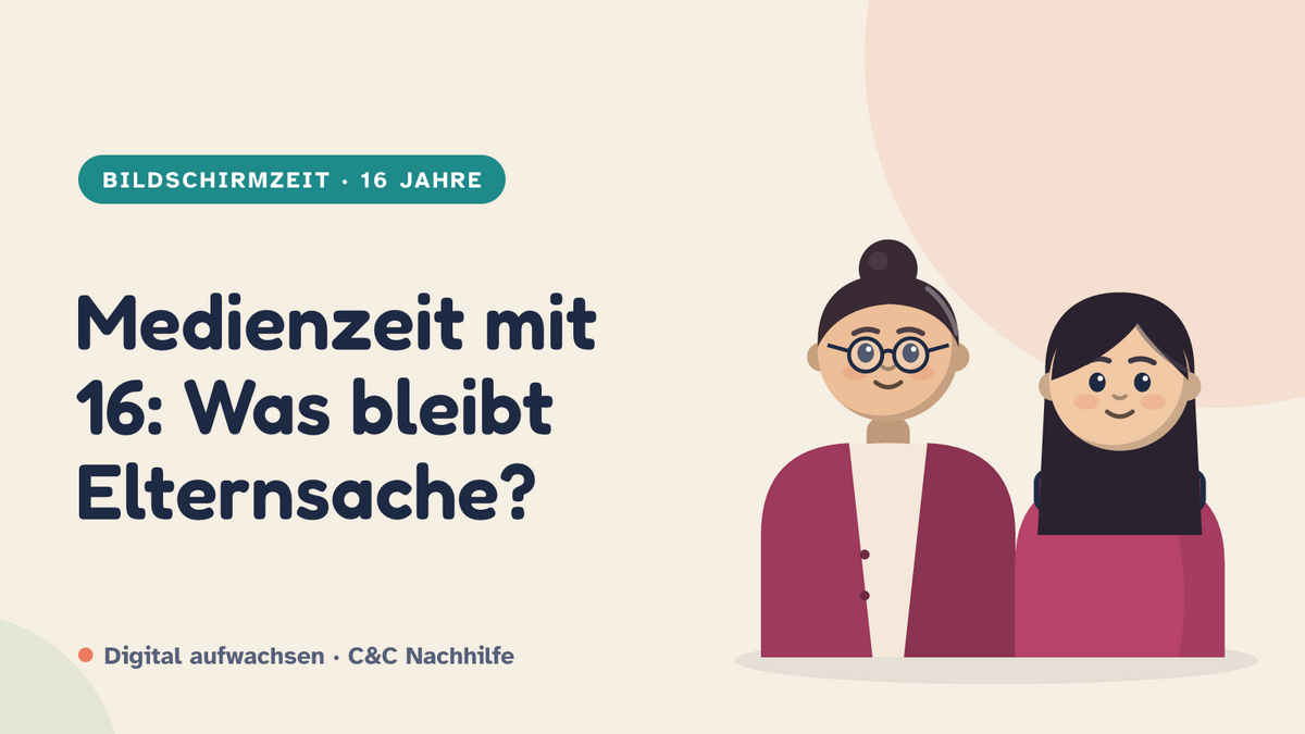 Titelbild: Medienzeit mit 16, was üblich ist und was Elternsache bleibt, Mutter und Tochter im Kurs-Look