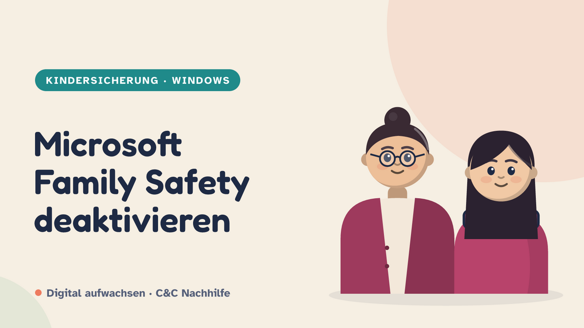 Titelbild: Microsoft Family Safety deaktivieren, Jugendliche und Mutter im Kurs-Look