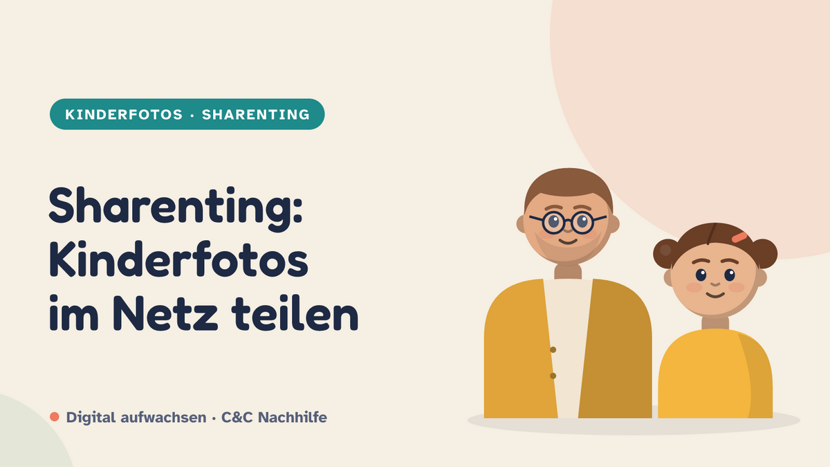Titelbild: Sharenting, Kinderfotos im Netz teilen. Vater und Tochter im Kurs-Look