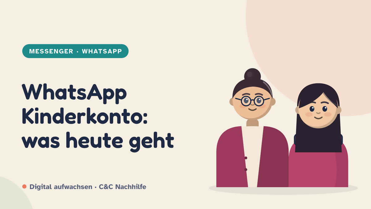 Titelbild: WhatsApp Kinderkonto, was Eltern heute einstellen können, Jugendliche mit Mutter im Kurs-Look