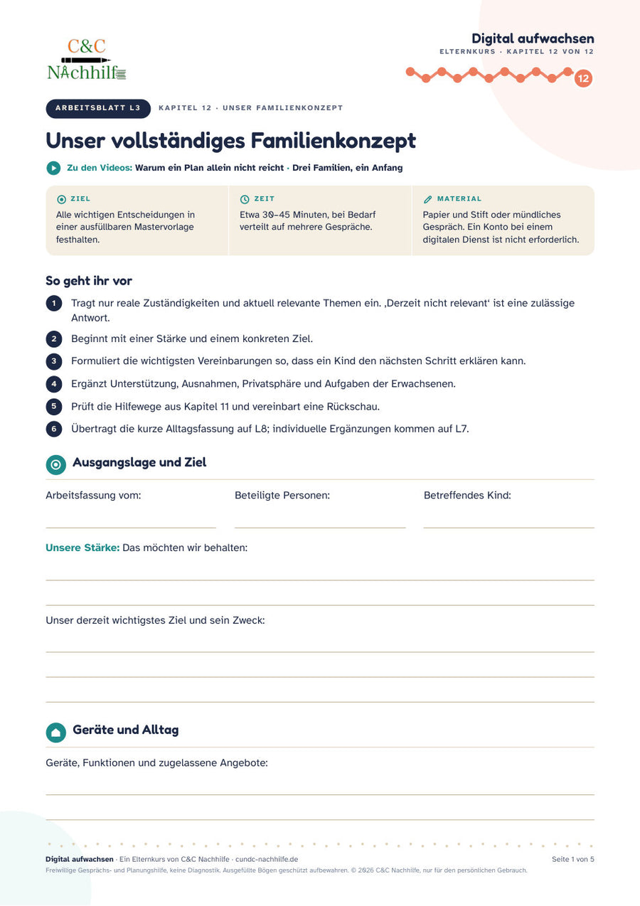 Arbeitsblatt L3: Unser vollständiges Familienkonzept