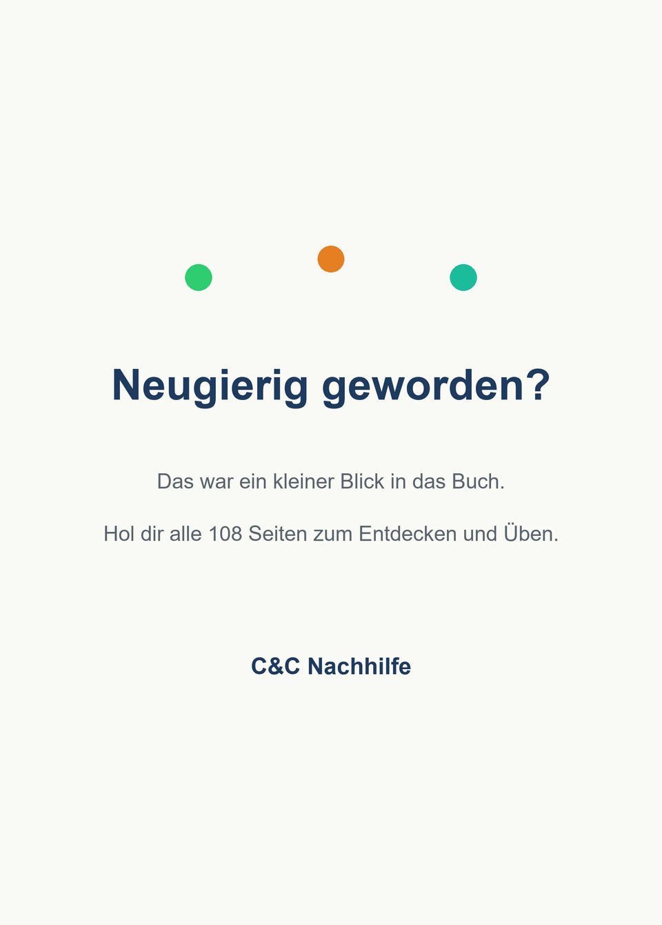 Abschlussseite der Leseprobe: das ganze Buch Mein Mathe-Erklärbuch für die Klasse 1 und 2 gibt es im Shop