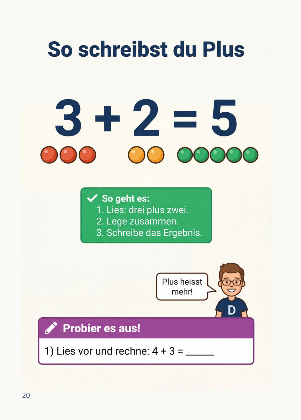 Leseprobe Mein Mathe-Erklärbuch für die Klasse 1 und 2, Seite 20: Kapitel 2: Plus und Minus bis 20