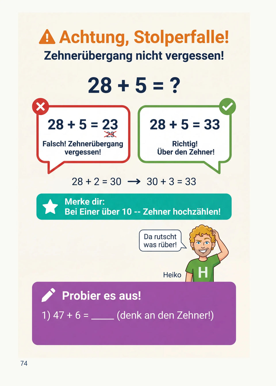 Leseprobe Mein Mathe-Erklärbuch für die Klasse 1 und 2, Seite 74: Kapitel 5: Plus und Minus bis 100