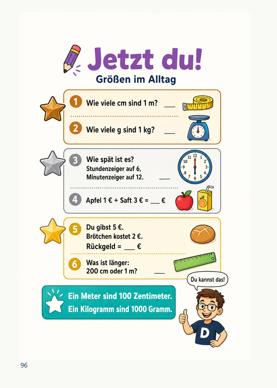 Leseprobe Mein Mathe-Erklärbuch für die Klasse 1 und 2, Seite 96: Kapitel 7: Größen im Alltag