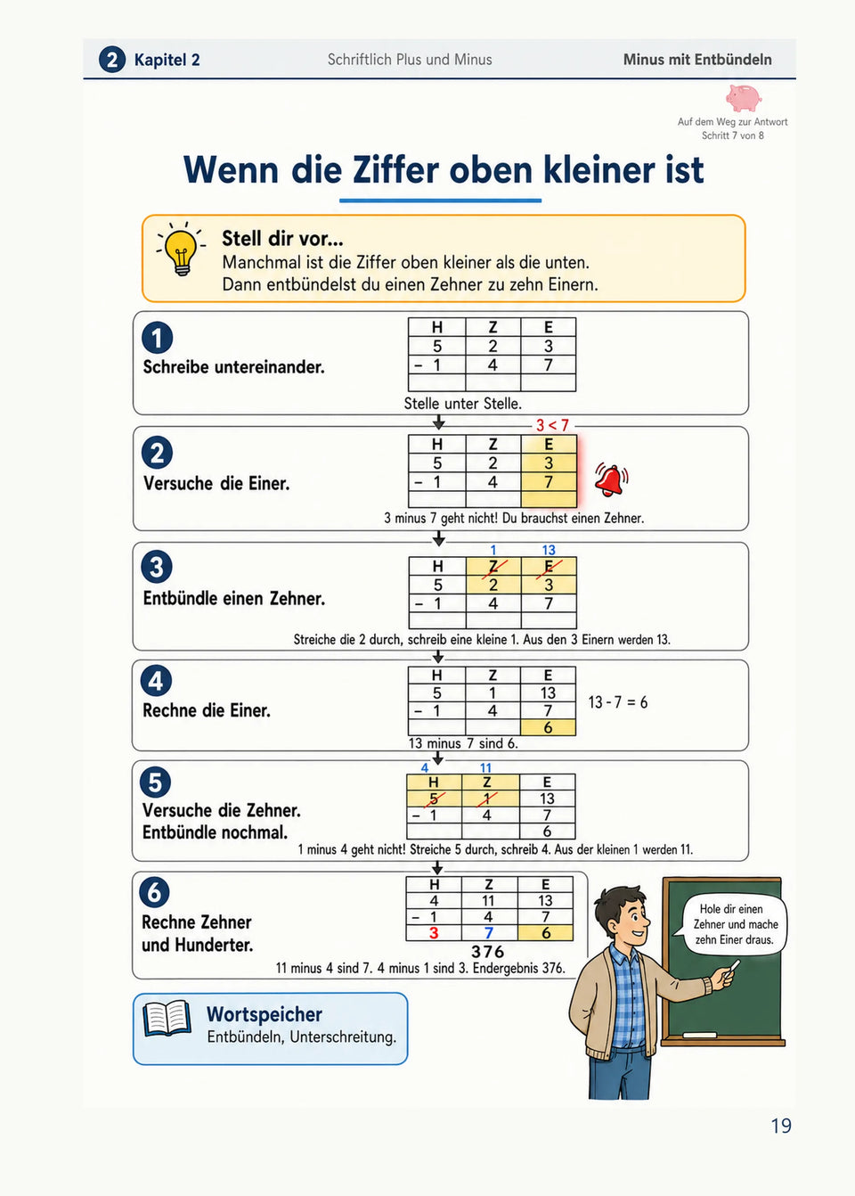 Leseprobe Mein Mathe-Erklärbuch für die Klasse 3 und 4, Seite 19: Kapitel 2: Schriftlich Plus und Minus