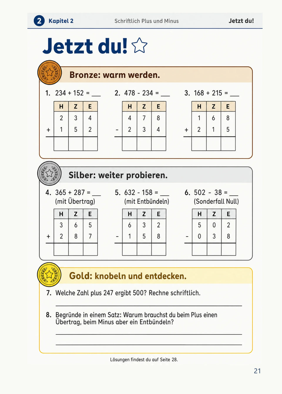 Leseprobe Mein Mathe-Erklärbuch für die Klasse 3 und 4, Seite 21: Kapitel 2: Schriftlich Plus und Minus