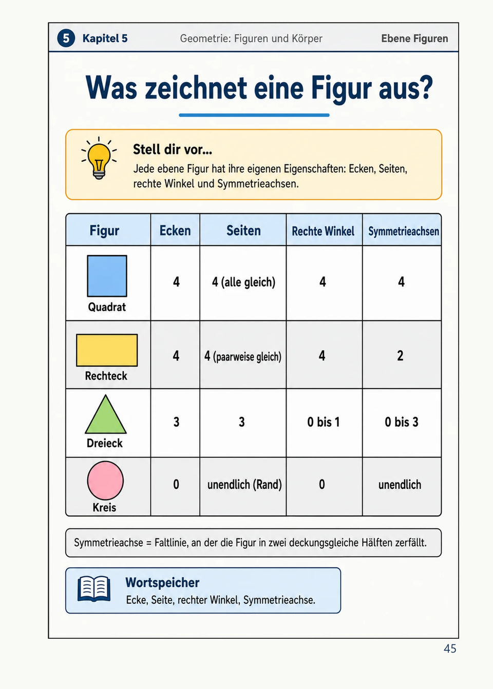 Leseprobe Mein Mathe-Erklärbuch für die Klasse 3 und 4, Seite 45: Kapitel 5: Geometrie: Figuren und Körper